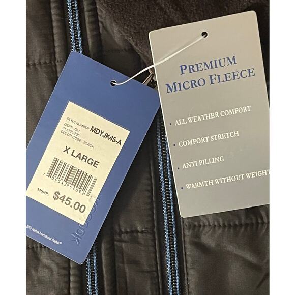 REEBOK PREMIUM MICRO FLEECE Jacket - X-Large - Black/Blue Logo - NEW - Picture 6 of 12